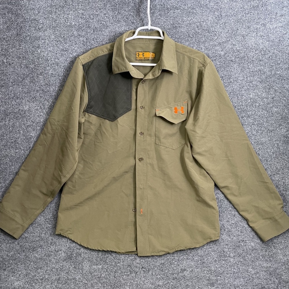 Under Armour Prey Shooting Shirt Mens L Green Quilted Padded Hunting Pad